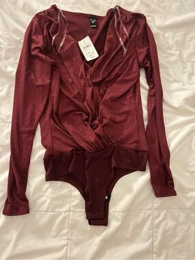 Windsor Burgundy Sparkle Wrap Bodysuit